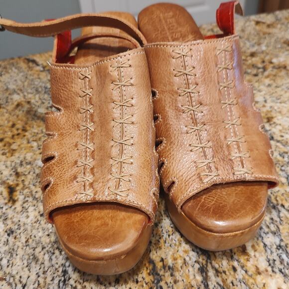 Bed Stu Fontella Heeled Platform Sandal Leather Tan Rustic Women's Size 7 - Picture 13 of 15